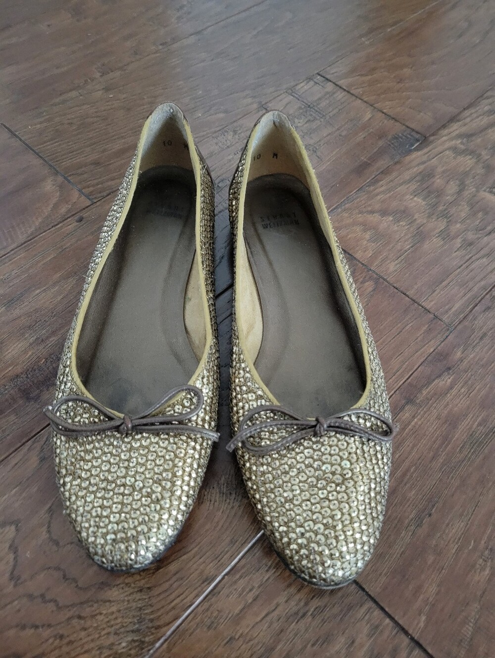 Bronze Sequined Women's Ballet Flats By Stuart Weitzman, 10